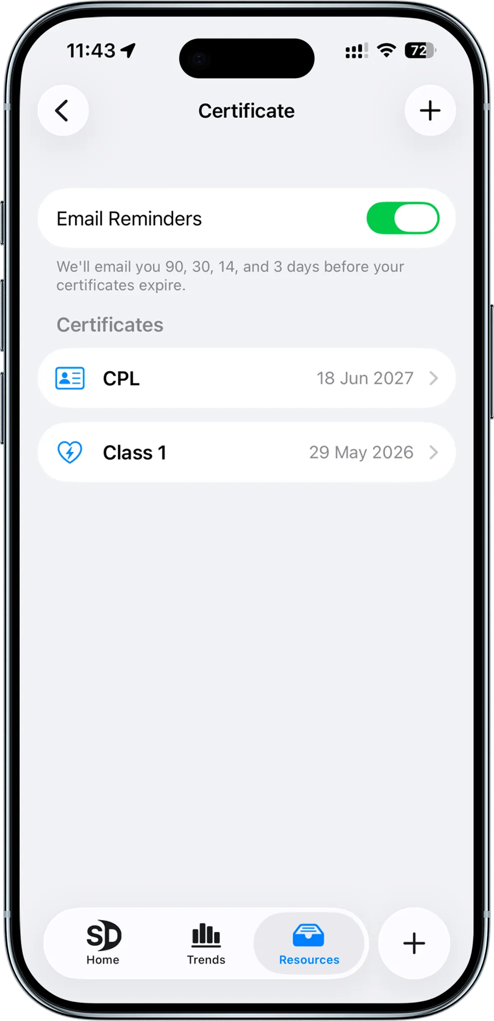 Certificate tracking view