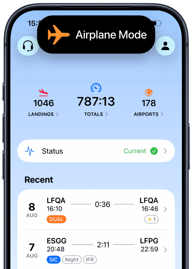 Home screen with airplane mode on